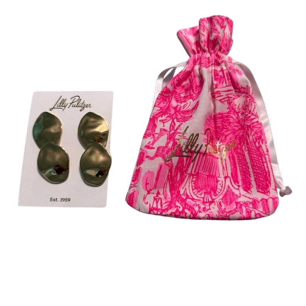 Lilly Pulitzer Hammered Gold Disc Earrings - Picture 2 of 3